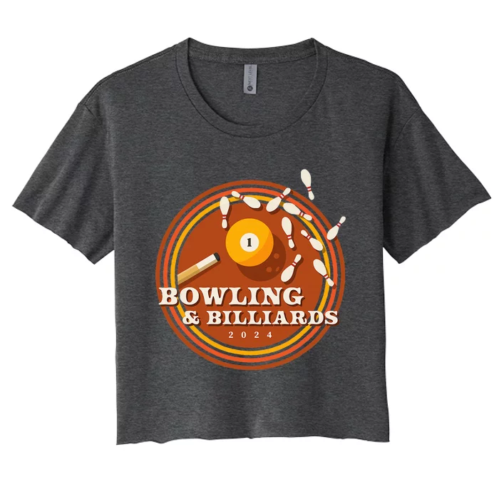 70s Bowling And Billiards Women's Crop Top Tee