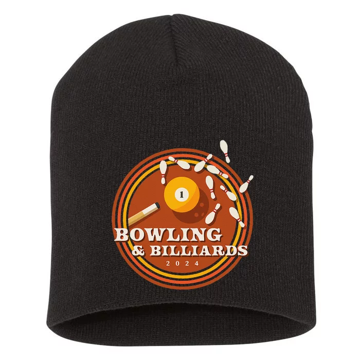 70s Bowling And Billiards Short Acrylic Beanie