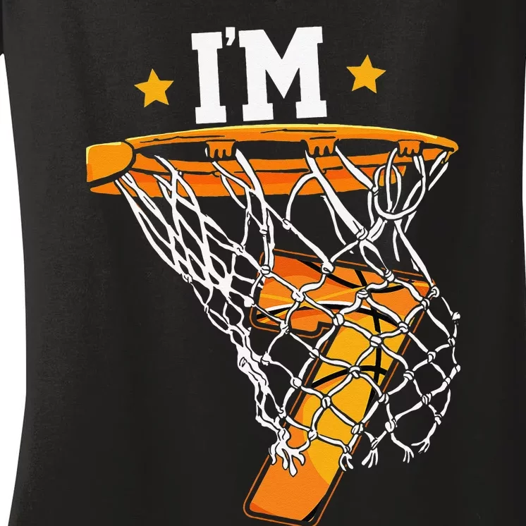 7th Birthday Basketball I'm 7 for 7th Birthday Women's V-Neck T-Shirt