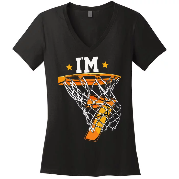 7th Birthday Basketball I'm 7 for 7th Birthday Women's V-Neck T-Shirt