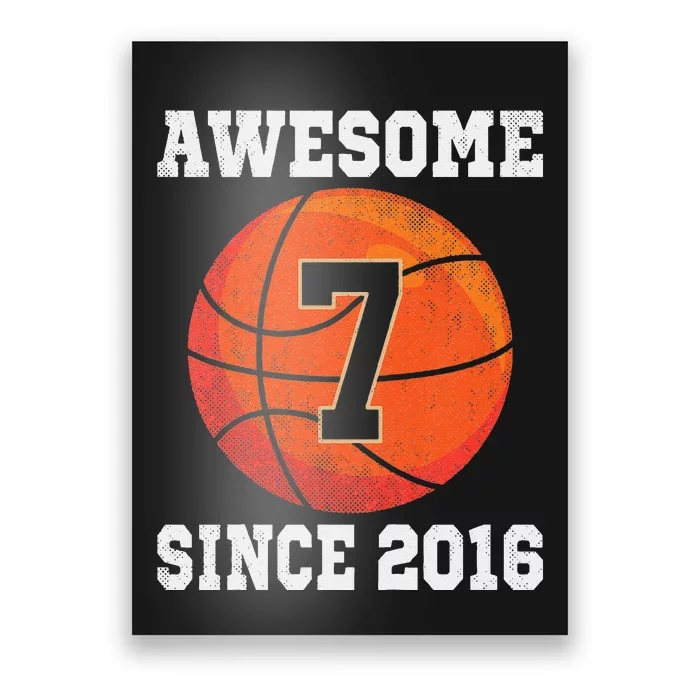 7th Birthday Basketball Lover 7 Years Old Vintage Sports Poster