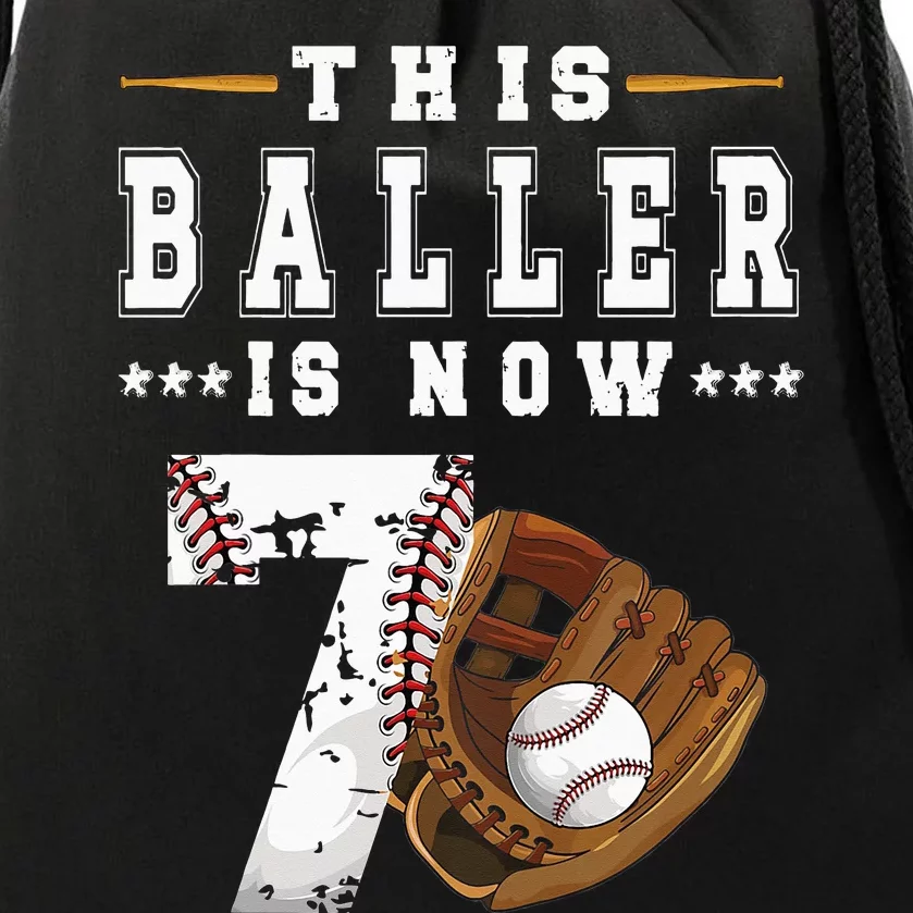 7th Birthday Baseball Seven Year Old Baseball Player Drawstring Bag