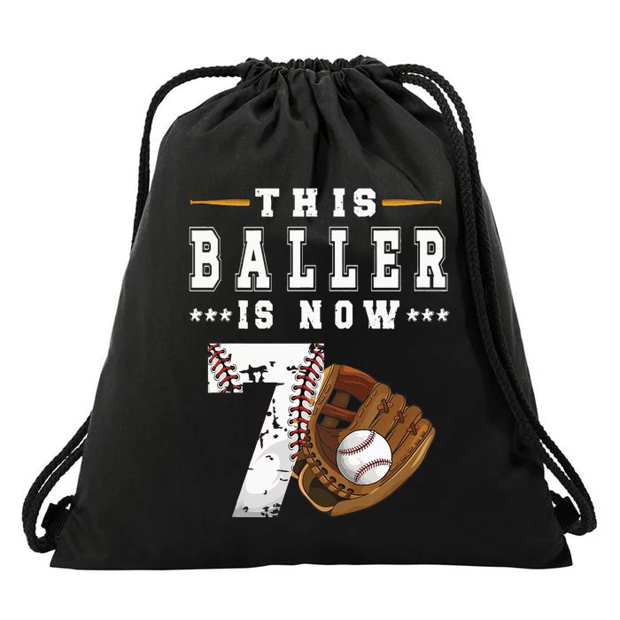 7th Birthday Baseball Seven Year Old Baseball Player Drawstring Bag