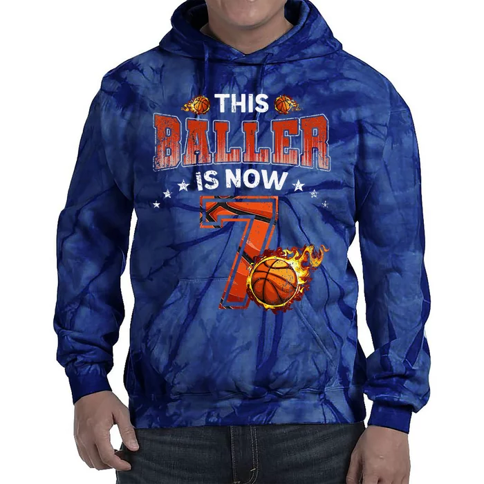 7th Birthday Basketball Player Gifts 7 Years Old Tie Dye Hoodie