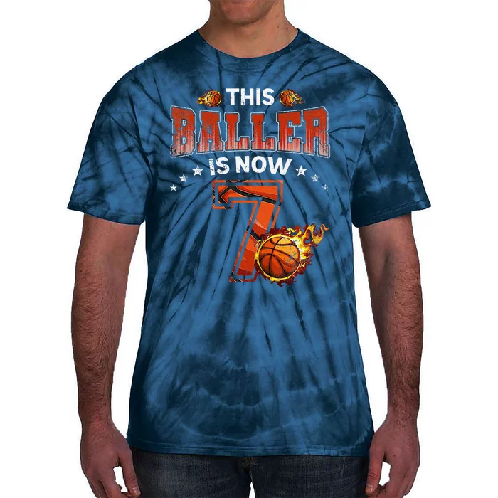 7th Birthday Basketball Player Gifts 7 Years Old Tie-Dye T-Shirt