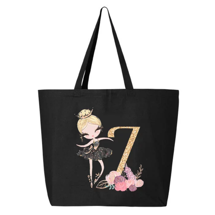 7th Birthday Ballerina Dancer Blonde Ballet Tutu Girl Seven 25L Jumbo Tote