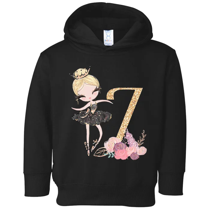 7th Birthday Ballerina Dancer Blonde Ballet Tutu Girl Seven Toddler Hoodie