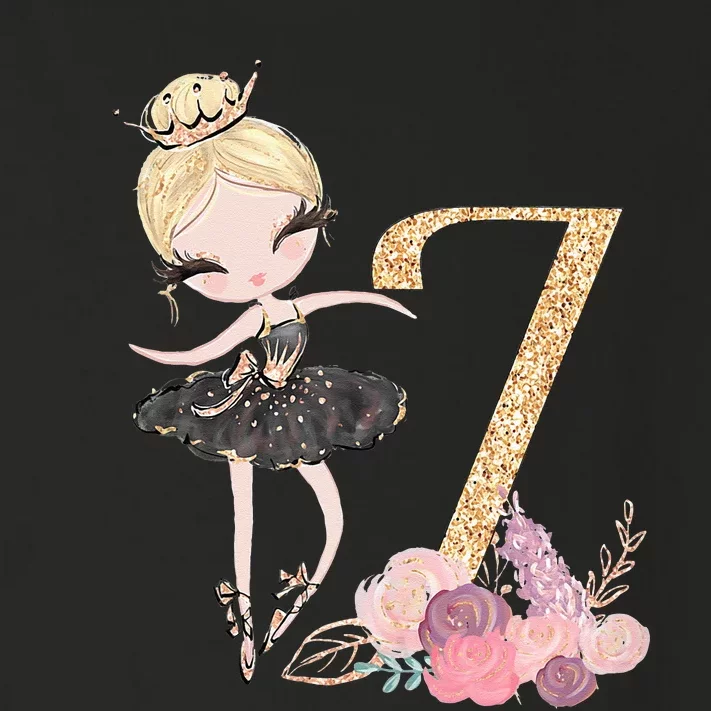 7th Birthday Ballerina Dancer Blonde Ballet Tutu Girl Seven Toddler Long Sleeve Shirt