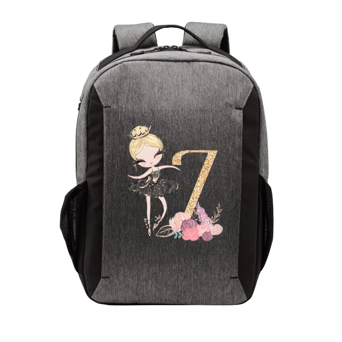 7th Birthday Ballerina Dancer Blonde Ballet Tutu Girl Seven Vector Backpack