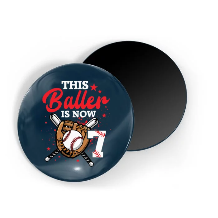 7th Birthday Baseball 7 Year Old Baseball Player Magnet