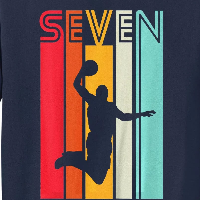 7th Birthday Basketball Lover Gift 7 Years Old Retro Sweatshirt