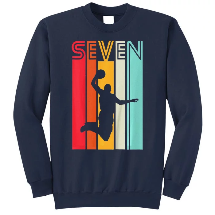 7th Birthday Basketball Lover Gift 7 Years Old Retro Sweatshirt