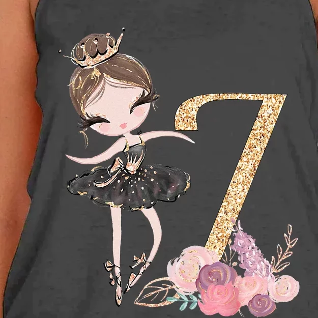 7th Birthday Ballerina Dance School Ballet Tutu Women's Knotted Racerback Tank