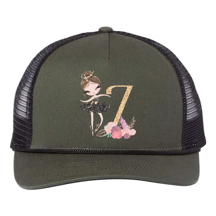 7th Birthday Ballerina Dance School Ballet Retro Rope Trucker Hat Cap