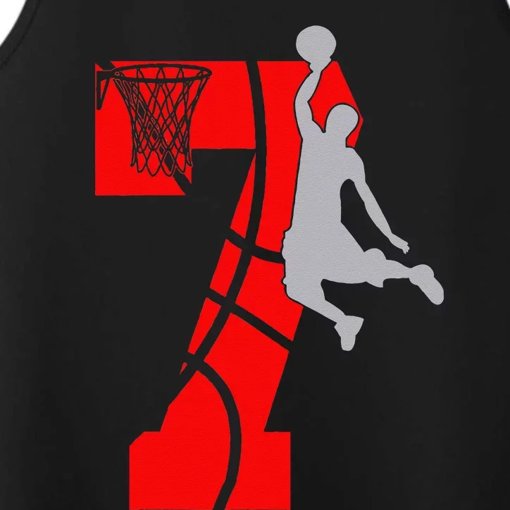 7th Birthday Basketball Big Number 7 Year Old Performance Tank