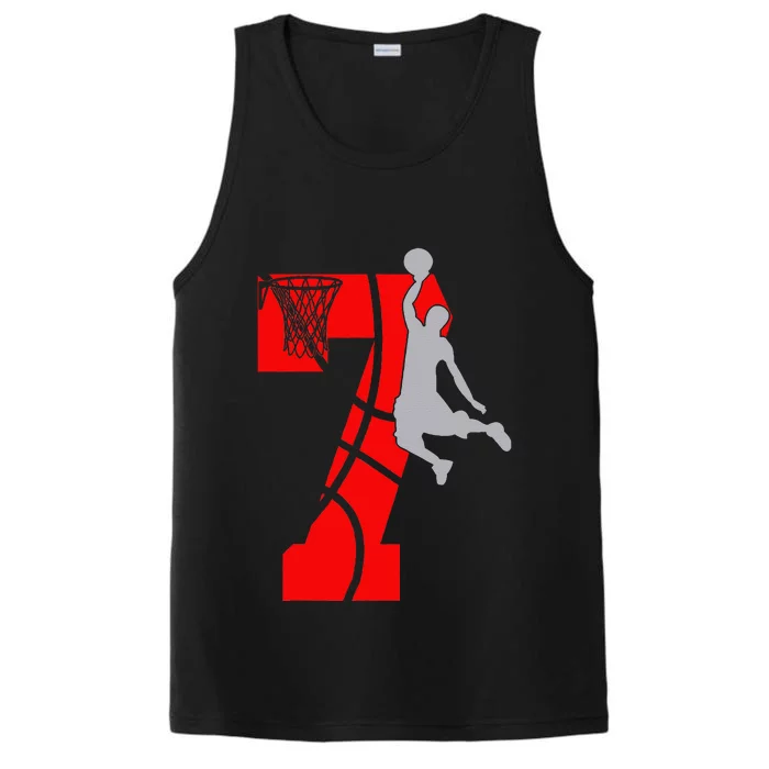 7th Birthday Basketball Big Number 7 Year Old Performance Tank