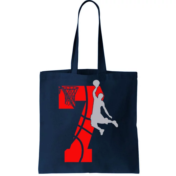 7th Birthday Basketball Big Number 7 Year Old Tote Bag