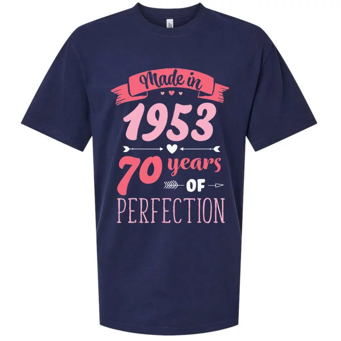 70 Birthday Decorations Women Female 70th BDay 1953 Birthday Sueded Cloud Jersey T-Shirt