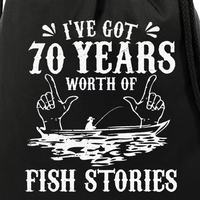 70th Birthday Fisherman Funny Bass Fishing Gift Idea Drawstring Bag