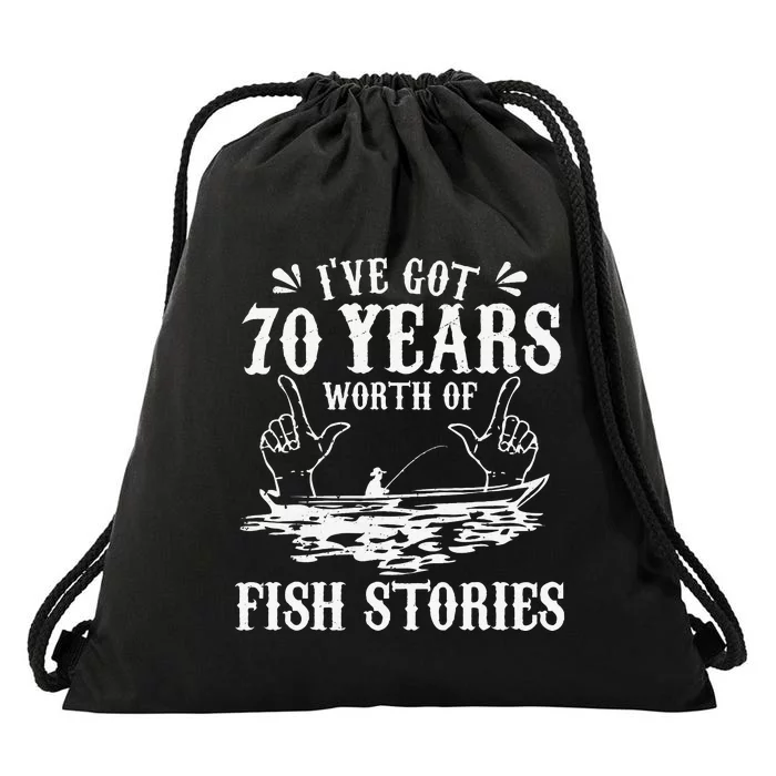 70th Birthday Fisherman Funny Bass Fishing Gift Idea Drawstring Bag