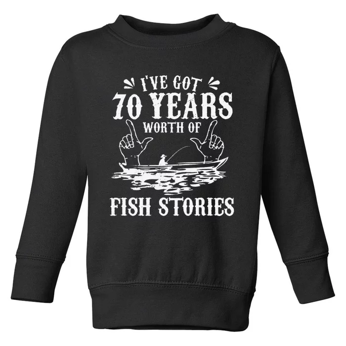 70th Birthday Fisherman Funny Bass Fishing Gift Idea Toddler Sweatshirt