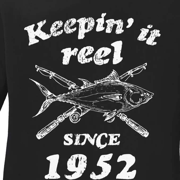 70th Birthday Funny Fishing Gifts 70 Year Old Ladies Long Sleeve Shirt