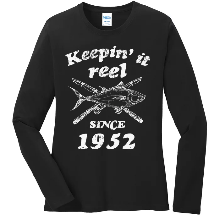 70th Birthday Funny Fishing Gifts 70 Year Old Ladies Long Sleeve Shirt