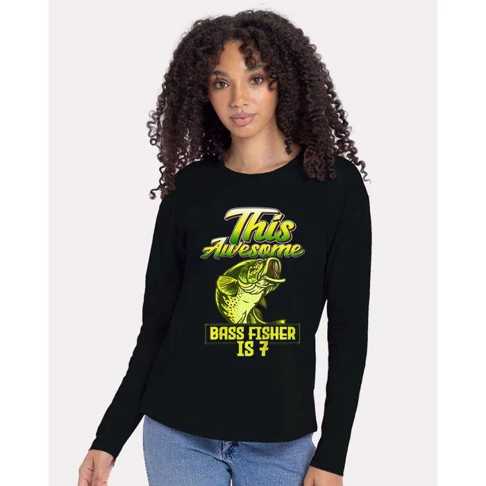 7th Birthday Fishing For Largemouth Bass Fish Fisher Womens Cotton Relaxed Long Sleeve T-Shirt