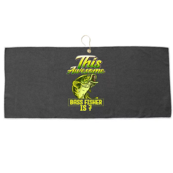 7th Birthday Fishing For Largemouth Bass Fish Fisher Large Microfiber Waffle Golf Towel