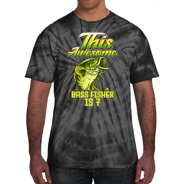 7th Birthday Fishing For Largemouth Bass Fish Fisher Tie-Dye T-Shirt