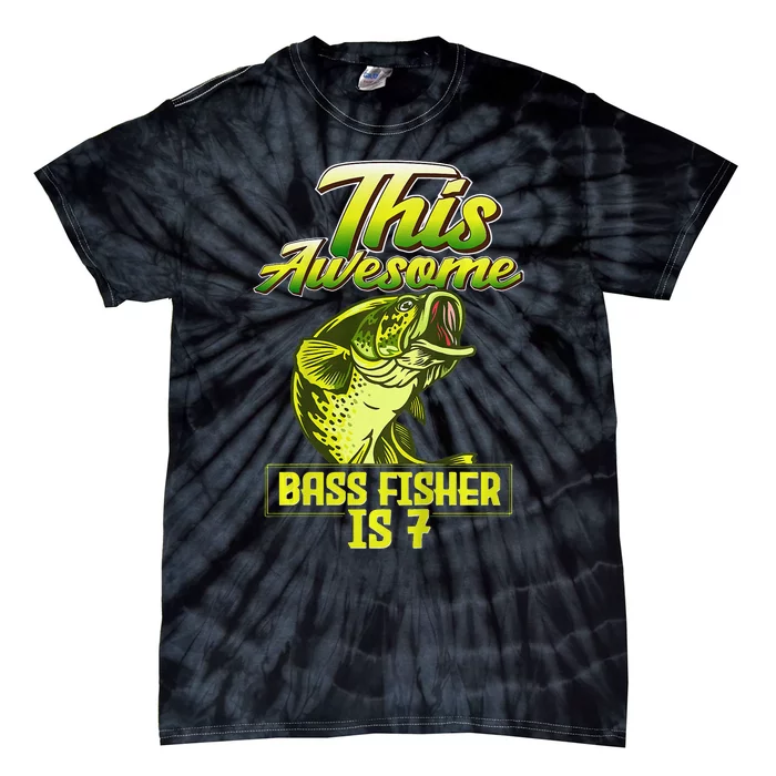 7th Birthday Fishing For Largemouth Bass Fish Fisher Tie-Dye T-Shirt