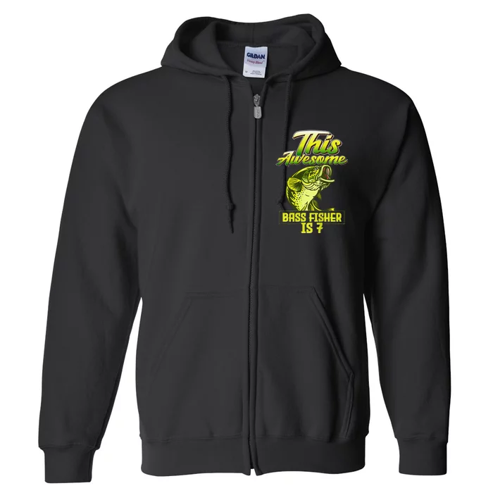 7th Birthday Fishing For Largemouth Bass Fish Fisher Full Zip Hoodie