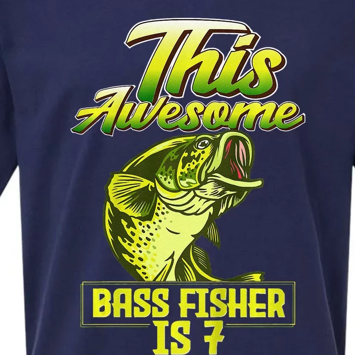 7th Birthday Fishing For Largemouth Bass Fish Fisher Sueded Cloud Jersey T-Shirt