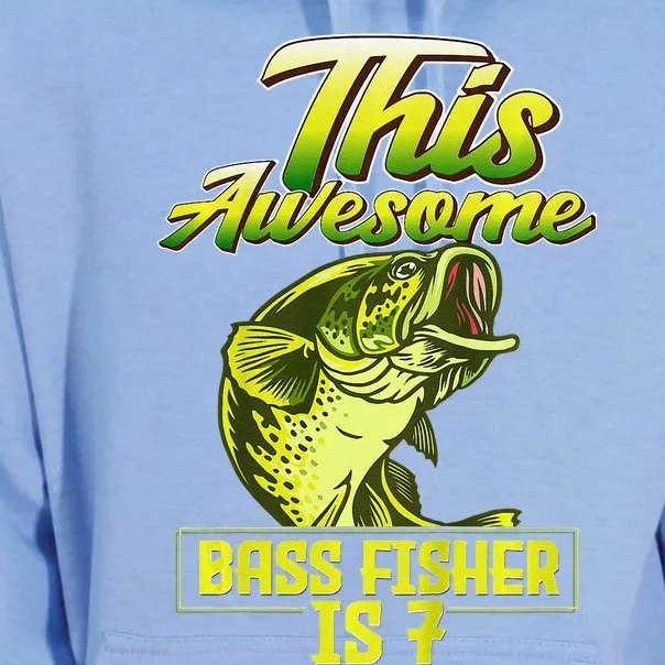 7th Birthday Fishing For Largemouth Bass Fish Fisher Unisex Surf Hoodie