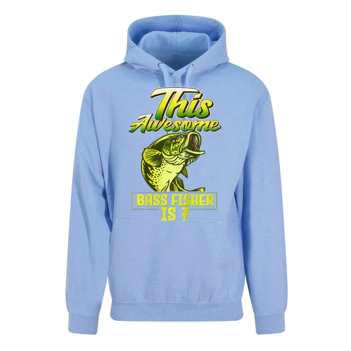 7th Birthday Fishing For Largemouth Bass Fish Fisher Unisex Surf Hoodie