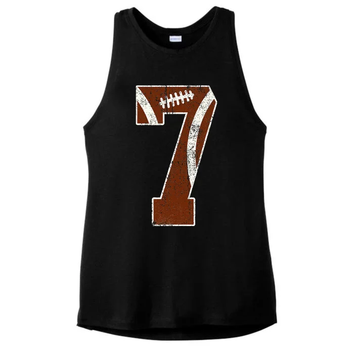 7th Birthday Football Lovers Bdy Boy 7 Year Old Girl Ladies Tri-Blend Wicking Tank