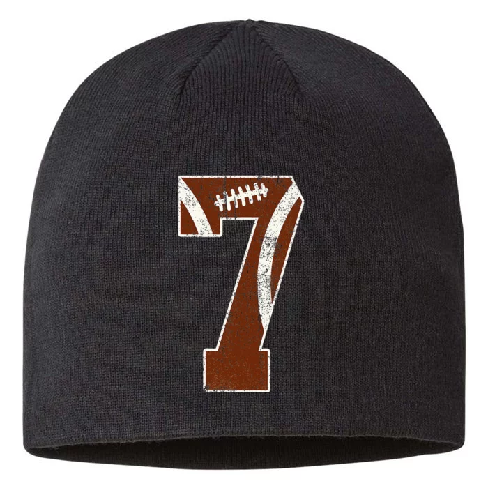 7th Birthday Football Lovers Bdy Boy 7 Year Old Girl 8 1/2in Sustainable Knit Beanie