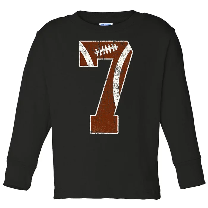 7th Birthday Football Lovers Bdy Boy 7 Year Old Girl Toddler Long Sleeve Shirt