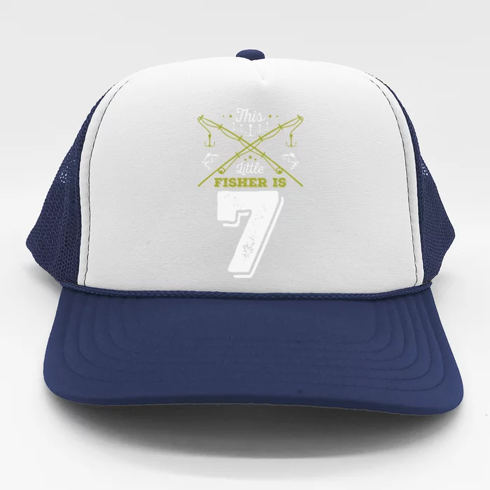 7th Birthday Fishing Lover Gift For 7 Years Old Trucker Hat