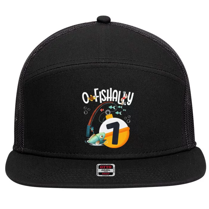 7th Birthday Fishing Theme For And OFishally 7 7 Panel Mesh Trucker Snapback Hat