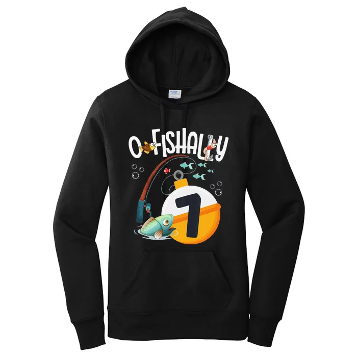 7th Birthday Fishing Theme For And OFishally 7 Women's Pullover Hoodie