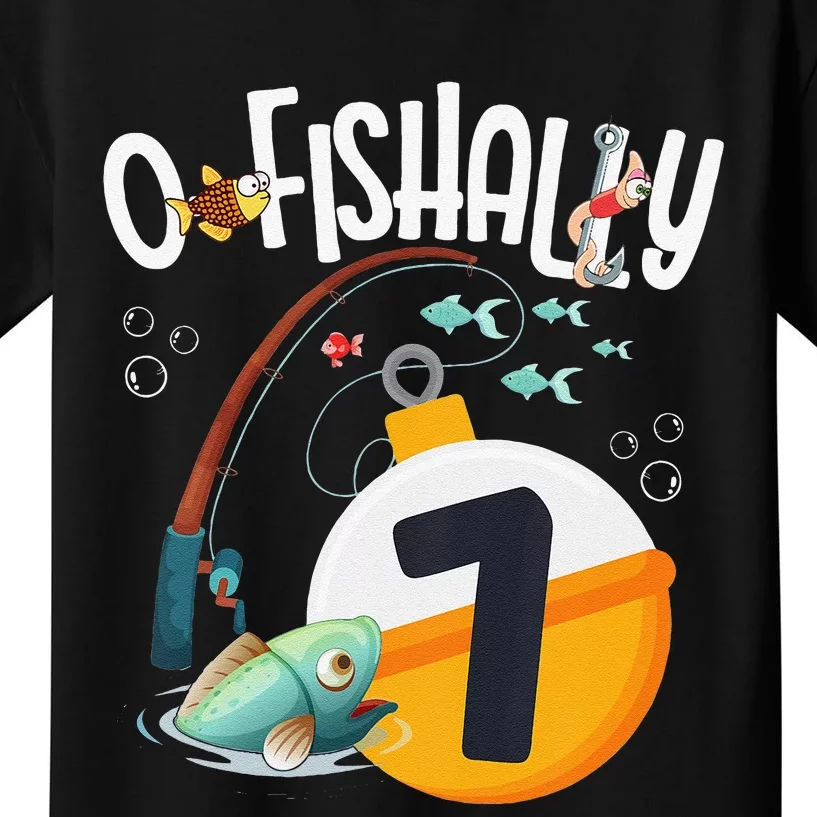 7th Birthday Fishing Theme For And OFishally 7 Kids T-Shirt