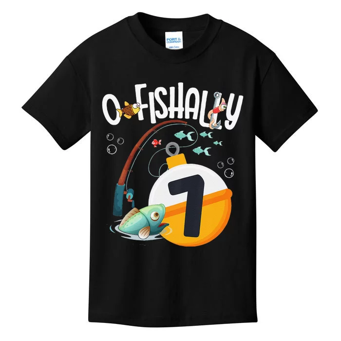 7th Birthday Fishing Theme For And OFishally 7 Kids T-Shirt