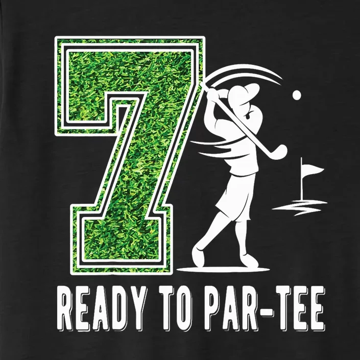 7th Birthday Golfer Seven Year Old Golf Player ChromaSoft Performance T-Shirt