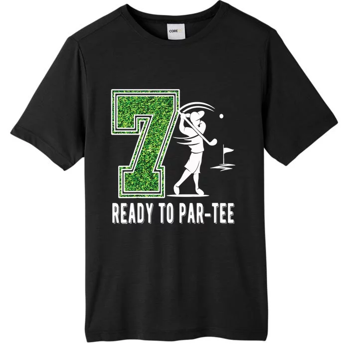 7th Birthday Golfer Seven Year Old Golf Player ChromaSoft Performance T-Shirt