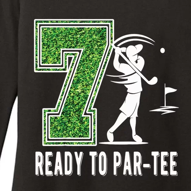 7th Birthday Golfer Seven Year Old Golf Player Womens CVC Long Sleeve Shirt