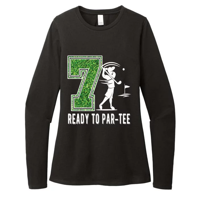 7th Birthday Golfer Seven Year Old Golf Player Womens CVC Long Sleeve Shirt