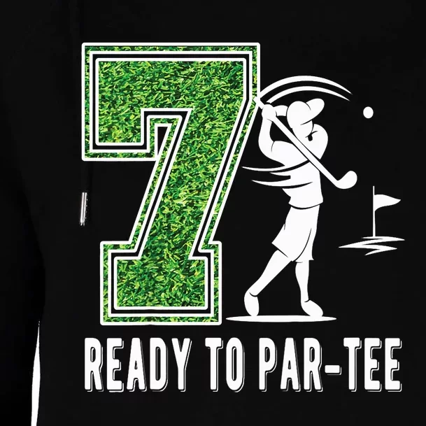 7th Birthday Golfer Seven Year Old Golf Player Womens Funnel Neck Pullover Hood