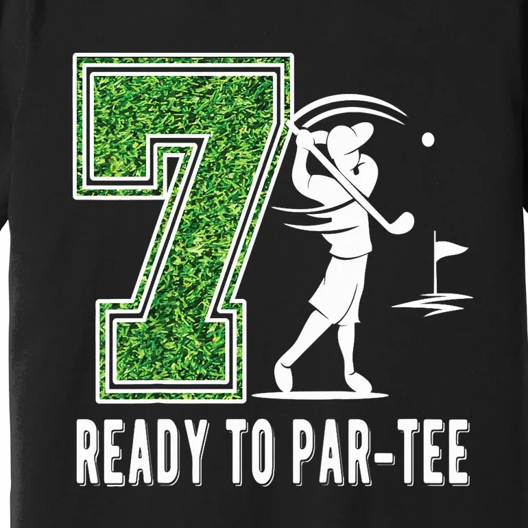 7th Birthday Golfer Seven Year Old Golf Player Premium T-Shirt