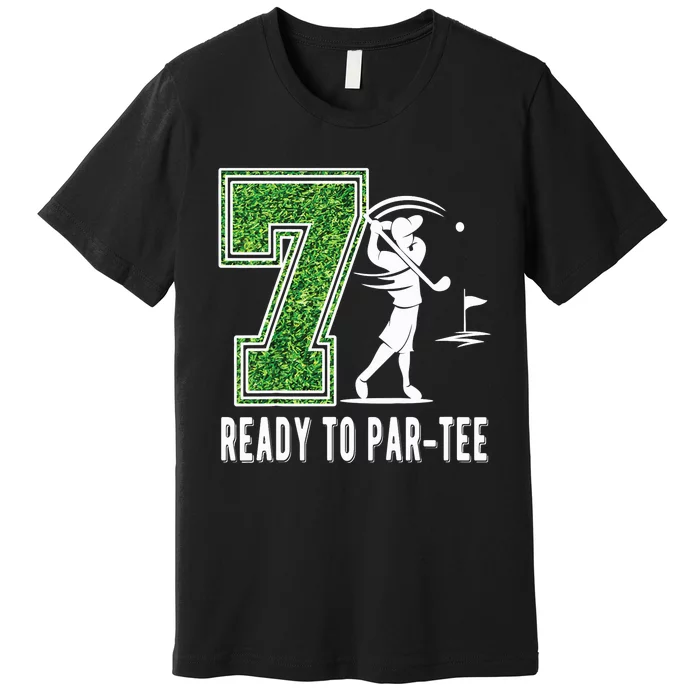 7th Birthday Golfer Seven Year Old Golf Player Premium T-Shirt